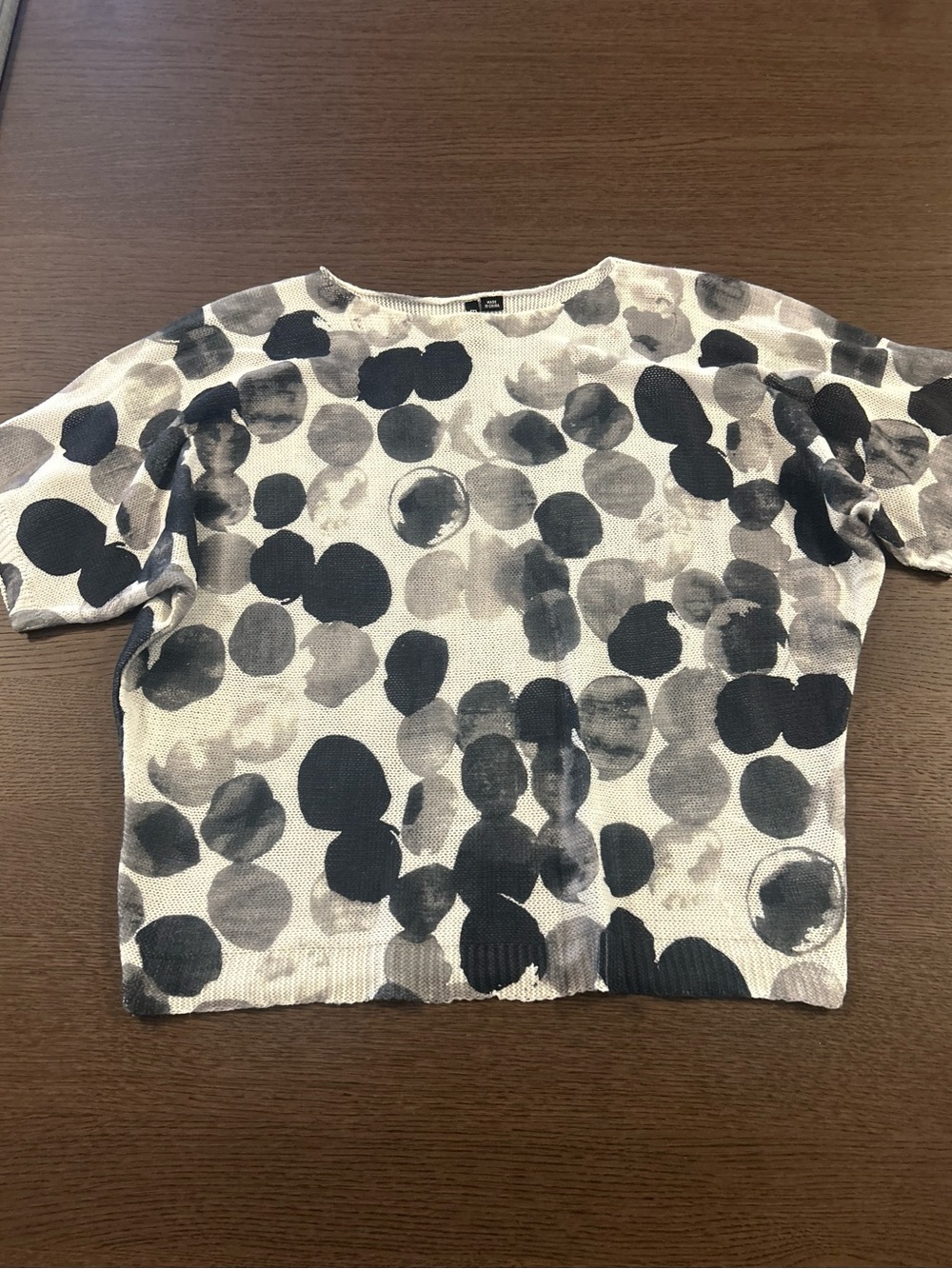 Ethyl women black and white polka dot short-sleeve knit top size XL